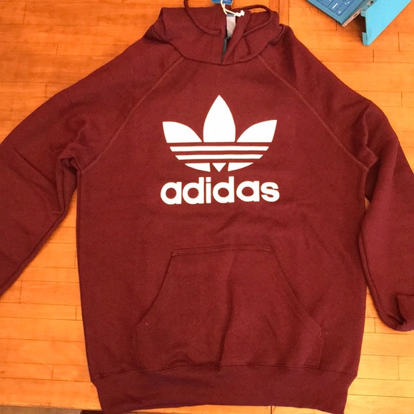 adidas Sweaters - Burgundy pullover hoodie